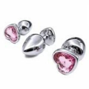 Plug anal prateado coração M