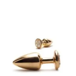 Plug anal slim dourado cravejado
